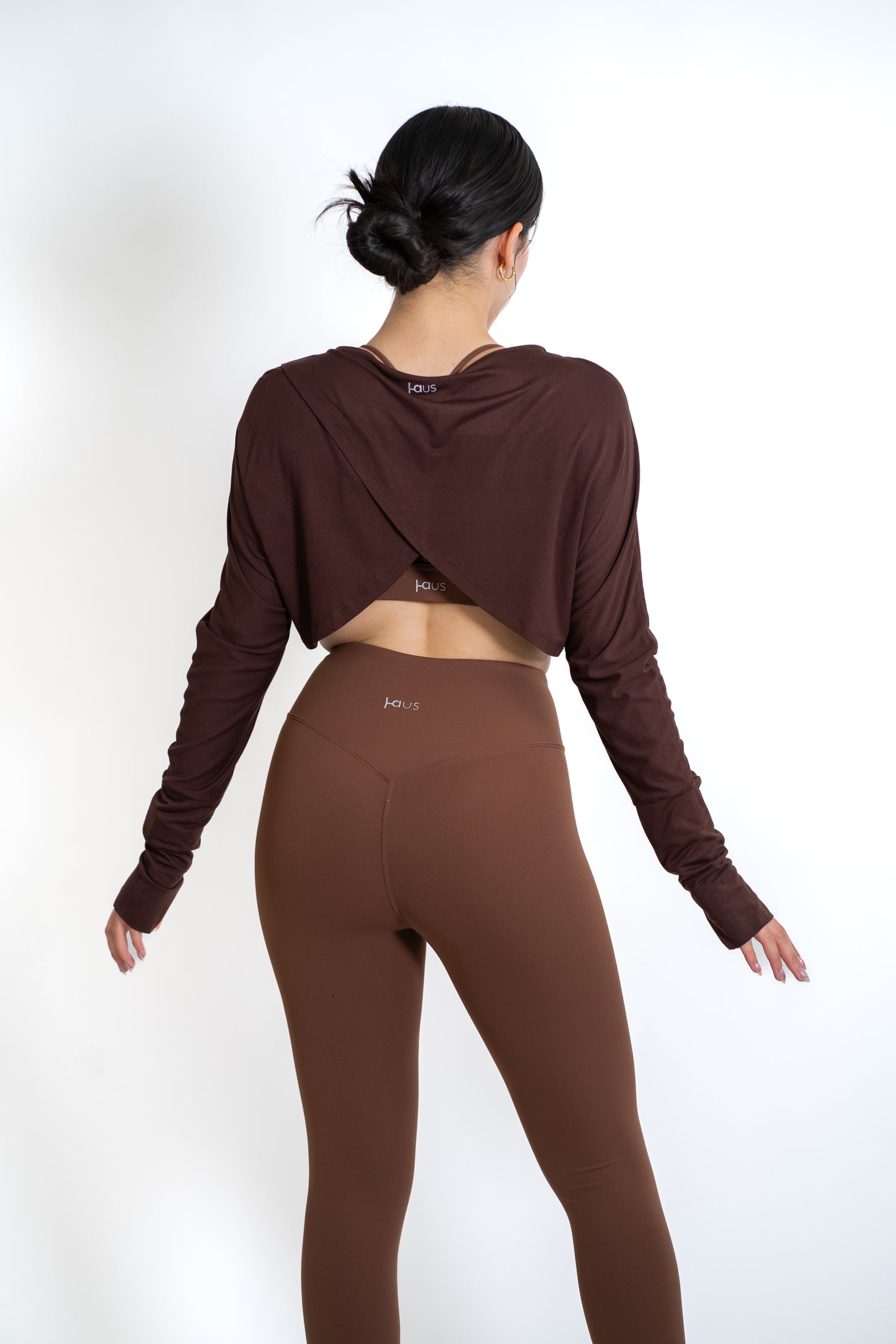 Blusa long sleeve básica - cafe