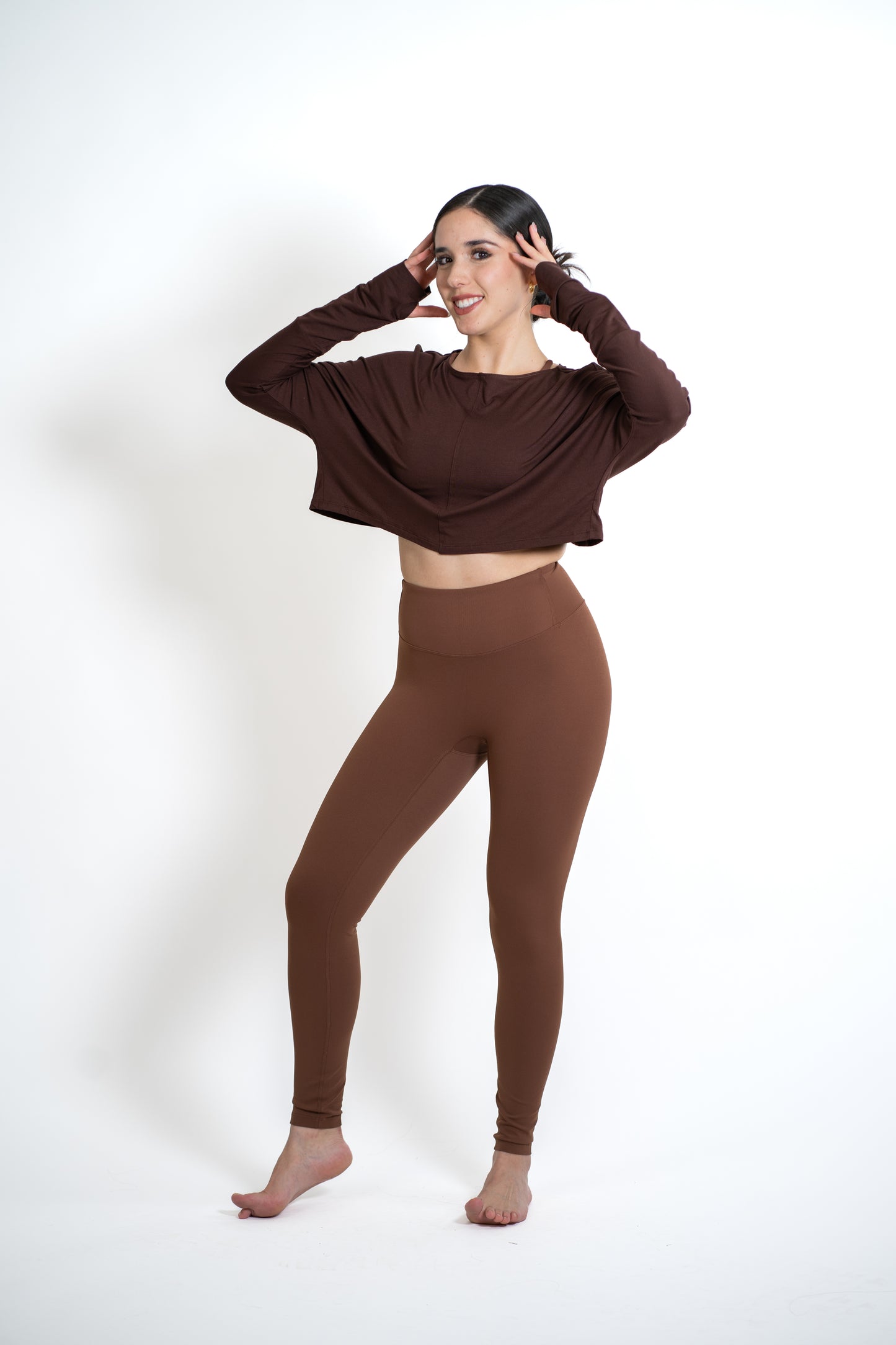 Blusa long sleeve básica - cafe